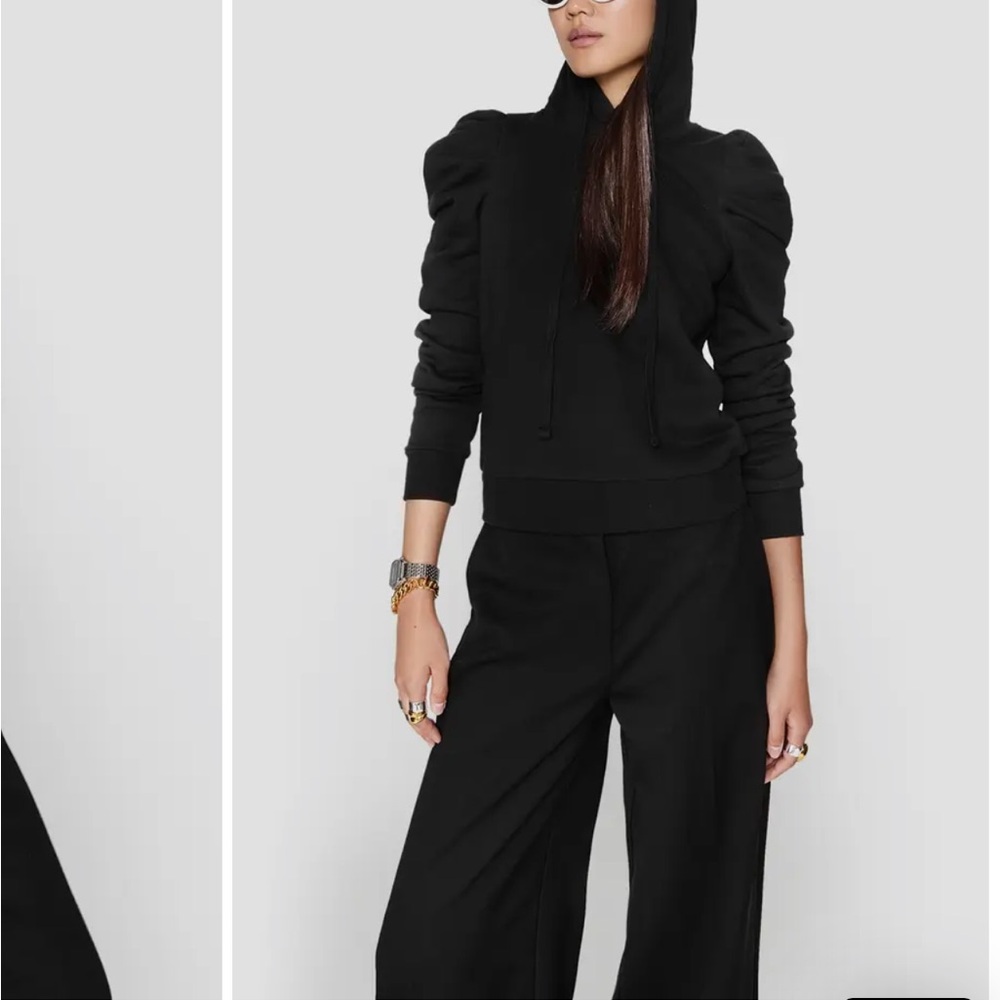 Rebecca Minkoff Puff Sleeve Hoodie Black Size Small